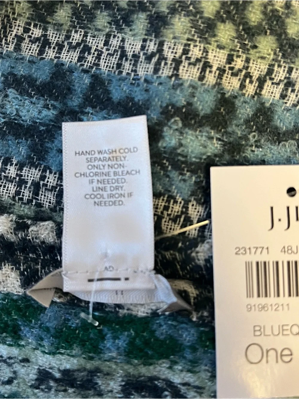 J. Jill Infinity Scarf Fair Isle Knit Fringe Blue Teal Green Fairy New With Tags